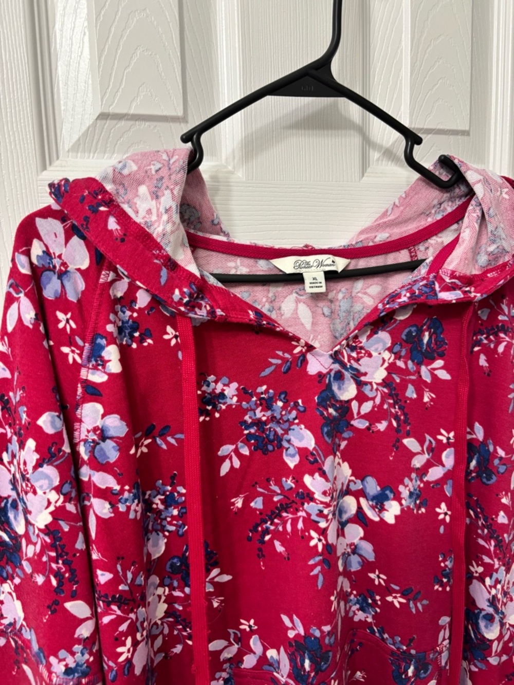 Pioneer Woman Pink Floral Pullover Hoodie Sweatshirt Women’s Size XL - Picture 3 of 7